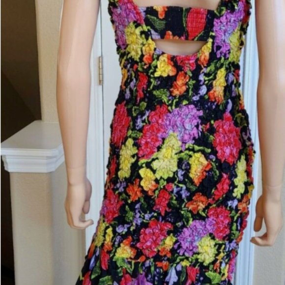 Anthropologie Square-Neck Pebble Smocked Dress Size S/M Floral - Picture 5 of 6